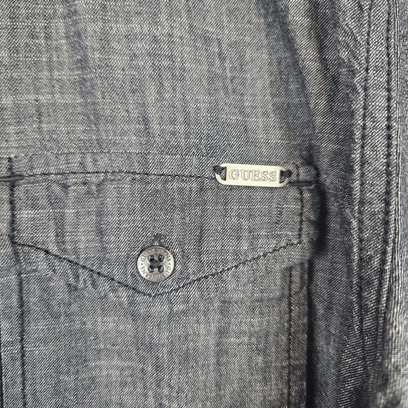 Mens Guess Black Denim Shirt Xl Cotton - Picture 2 of 5